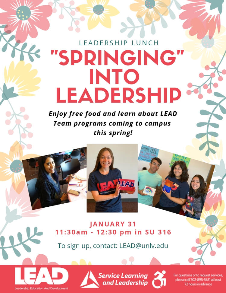 Springing into Leadership Leadership Lunch Calendar University of